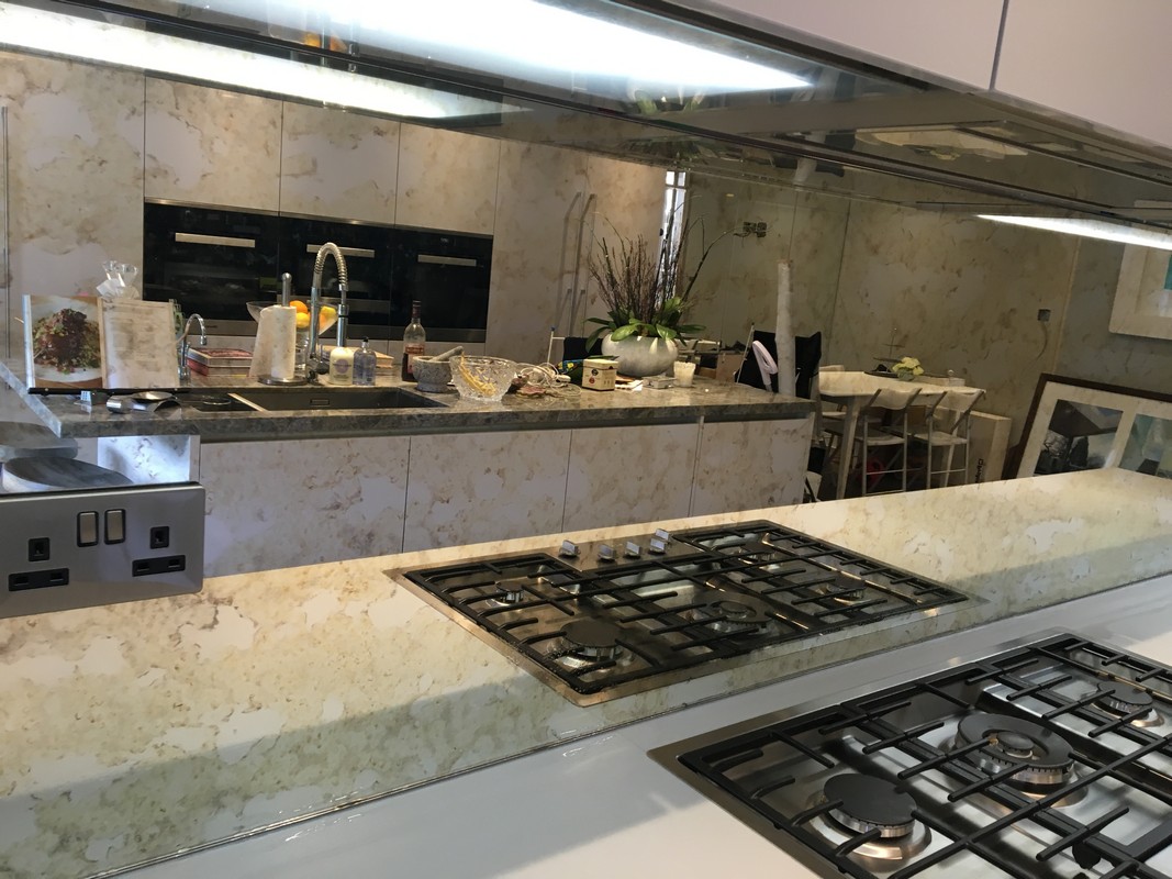 Mirror glass splashback in Wolverton luxury kitchen
